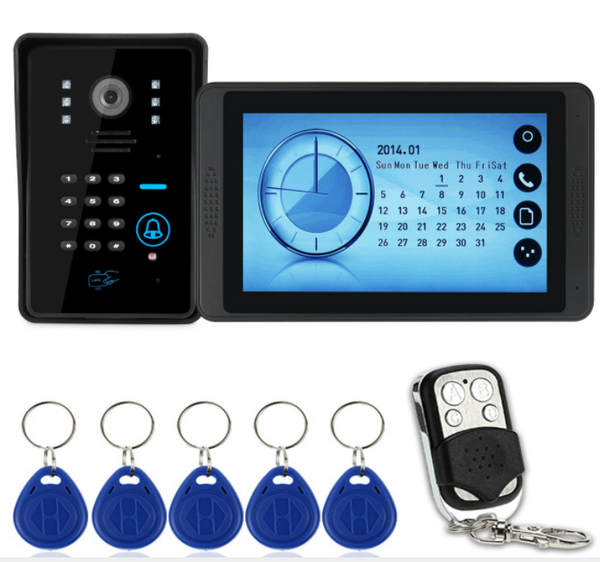 

mountainone new arrival ultra-thin home security doorbell 7" touch screen video door phone support max 32gb+700tvl hd ip55 frid camera