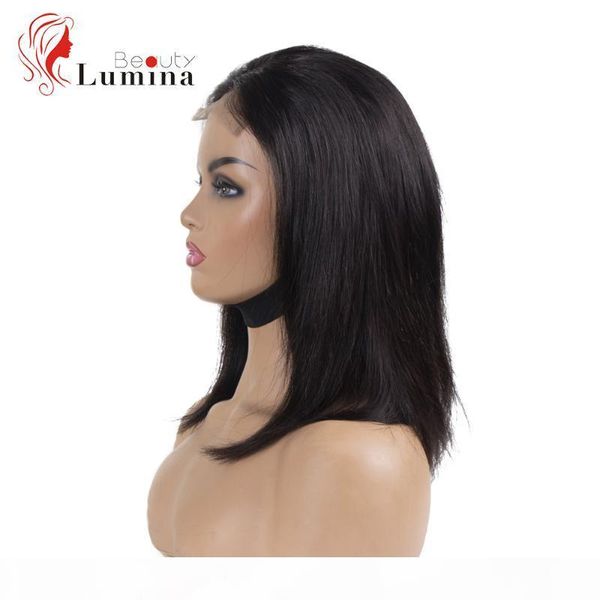 

4x4 short bob wigs lace closure wig human hair wigs straight preplucked hairline brazilian lace front beauty lumina hair, Black;brown