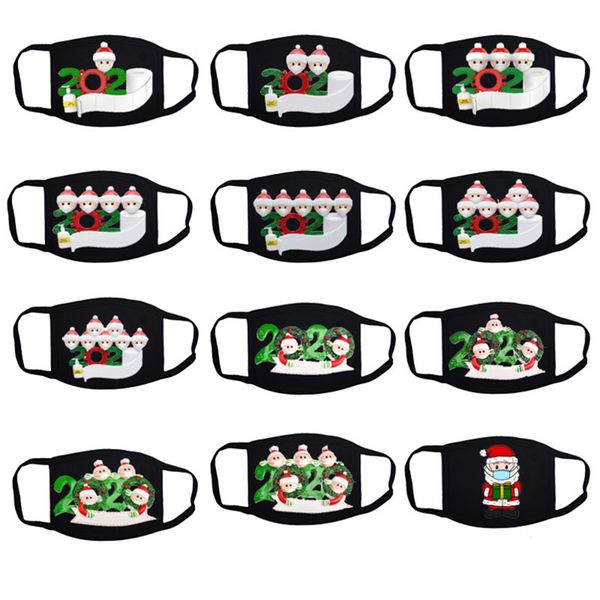 

12 colors christmas quarantine masks womens mens face mask reusable cartoon survivor mask tolit paper hand sanitizer facemasks 2020 e101404, Black;white