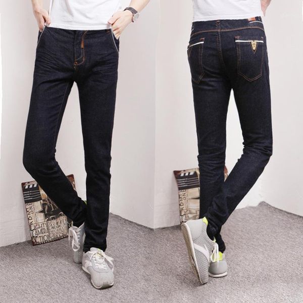 

men's jeans men's fashion denim washed trousers causal slim straight pants1, Blue