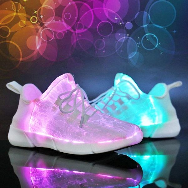 

pink size 25-46 new summer led fiber optic shoes for girls boys men women usb recharge glowing sneakers man light up shoes #6k7a