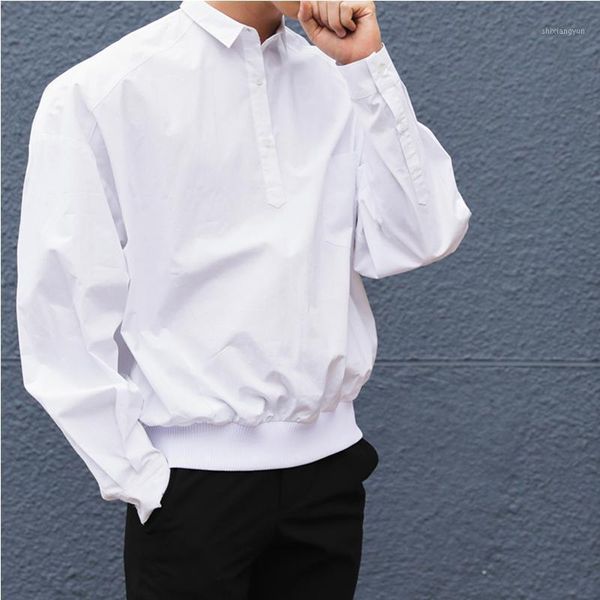 

loose head male long-sleeved shirt oversize nightclub shirt trendy personality hair stylist hip hop casual tide male1, White;black