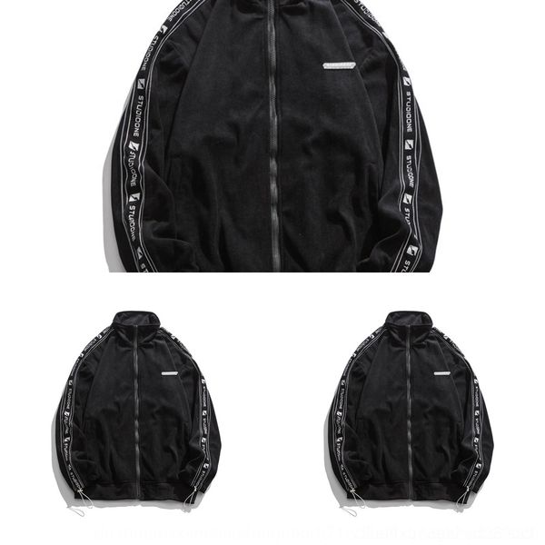 

bbctq south летнее платье подол пальто свитер молния 2020 новое пальто день нить рукав полоса дна осенью случайные застежка-молния мужской с, Black