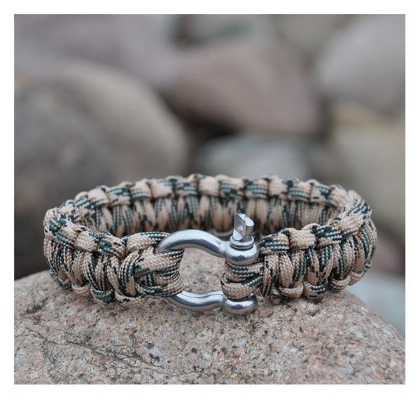 

2018 new d shape stainless steel buckle survival bracelet men homme black rope braiding functional outdoor bracelets f qyloiu