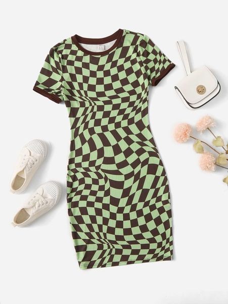 

teen girls geo print fitted dress she, Red;yellow