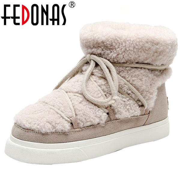 

fedonas sweet women wool cow suede ankle female big size snow dancing casual shoes woman flats platform boots q1104, Black