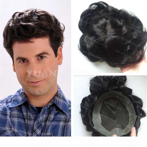 

lace with pu toupee brazilian virgin human hair australia toupee full lace with pu perimeter oupee for men express ing, Black