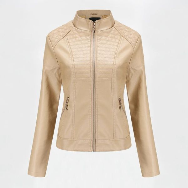 

2019 fashion pu leather jacket women slim autumn mother casual jackets female outerwear lady locomotive leather jacket and coat1, Black