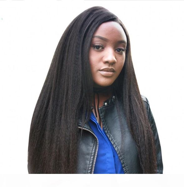 

yaki straight full lace human hair wigs for black women brazilian hair pre plucked lace front wig 8-26 inch, Black;brown