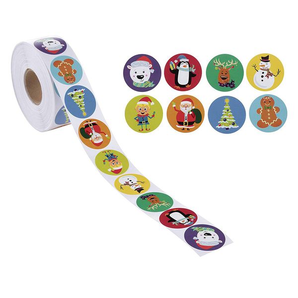 

for 100-500pcs/roll 8 designs pattern cartoon sticker kids toys christmas gift waterproof adhesive labels