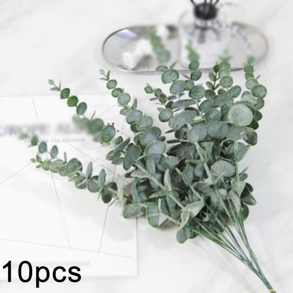 

10pcs lifelike artificial fake leaf eucalyptus green plant flowers nordic decor1