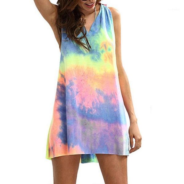 

women fashion loose dress print summer dress ladies sleeveless dresses1, Black;gray