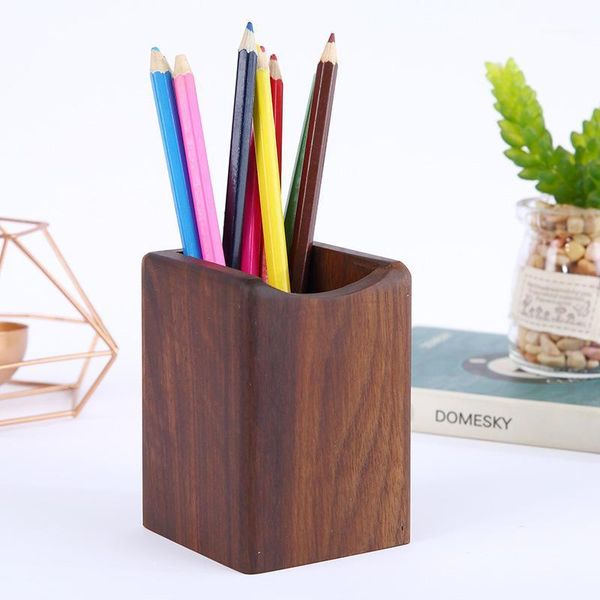 

square wooden pen holder custom pen simple office supplies wooden holder1