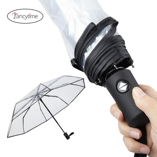 

fancytime matic зонтики ветрозащитный transparent зонты от дождя для женщин дети три складные водонепроницаемый дождь зонтики bbywqr