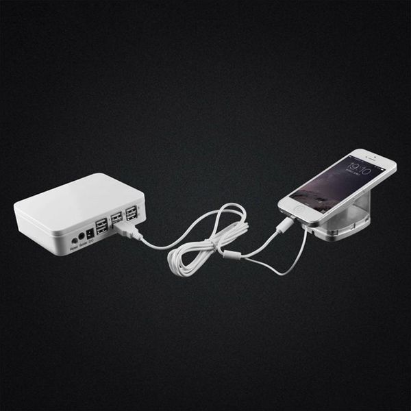 

6 usb port charging wireless mobile cell phone security system tablet display alarm holder with acrylic stand for retail stop