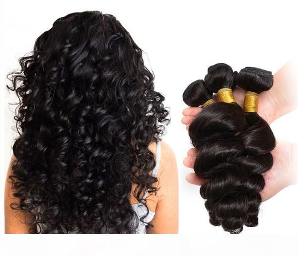 

viya loose wave hairstyles virgin hair bundles unprocessed brazilian remy human hair extensions 3 bundles 10-30 inch dyeable and permed, Black