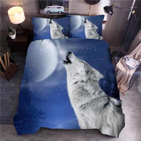 

moon wolf printed bedding sets animal duvet cover sets  king quilt cover bed linen1