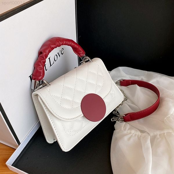 

bags for women 2020 brand original design handbag new fashion chain shoulder messenger joker square bag, Red;black