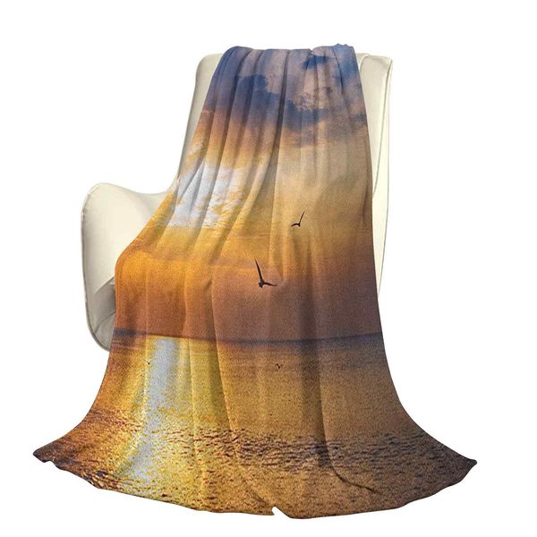 

early morning sunrise over the ocean and a bird horizon nature panoramic viewoffice leisure blankets