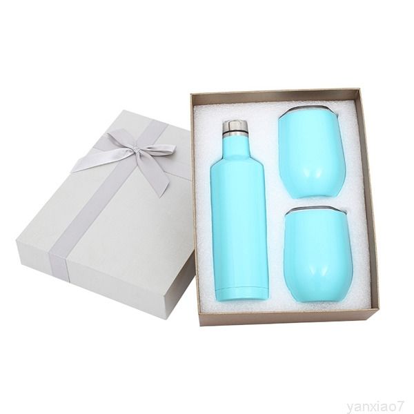 

3pcs lot gift egg set stainless steel double wall insulated with one bottle and two wine tumbler a05