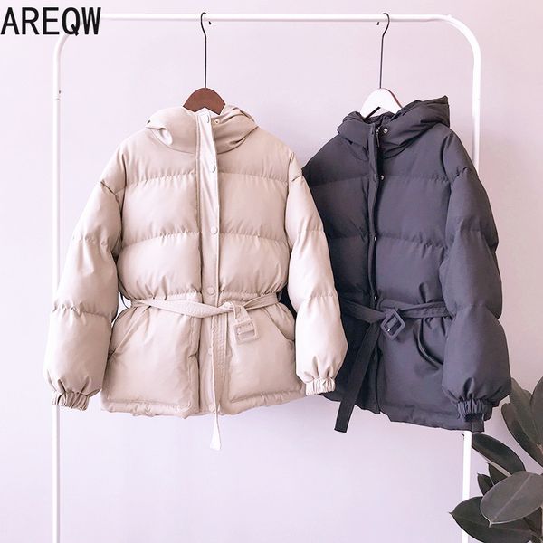 

new autumn winter cotton parkas women winter coat womens clothing slim waist long sleeve hooded outwear winter clothes 201026, Black