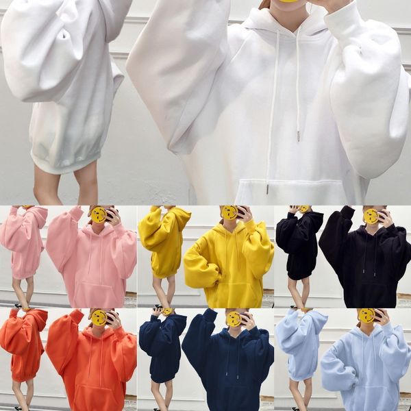 

oqssw сплошной цвет новый стиль женщин длинный рукав средней длины woolsweater coat woolautumn и зима 2020 с капюшоном корейский свитер своб, Black