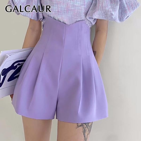 

galcaur женские шорты мундир высокой талией нерегулярные большой размер ruched брюк женские одежды повседневная мода лето 2020 tide, White;black