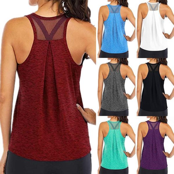 

running jerseys women workout vest loose fit racerback tank mesh backless 1, Black;blue