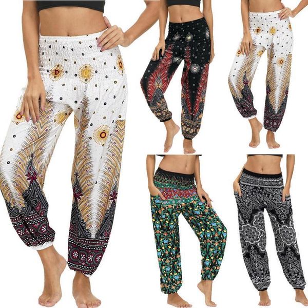 

yoga outfits pants men women casual bohemian loose travel lounge festival beach fashion print leggings fitness feminina #gh1, White;red