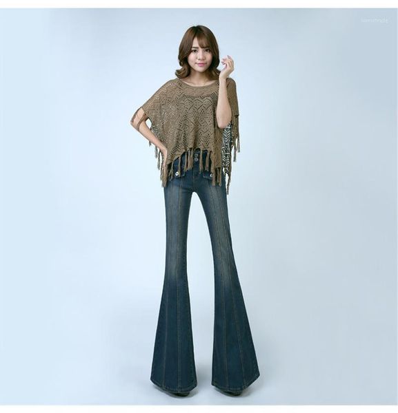 

women's jeans 2021 ladies denim casual women slim trousers thin big flare plus size high waist ripped for1, Blue