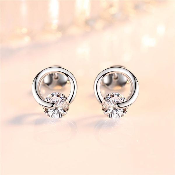 

newtrendy women earring 925 silver jewelry with zircon gemstone stud earrings for wedding engagement party accessories1, Golden;silver