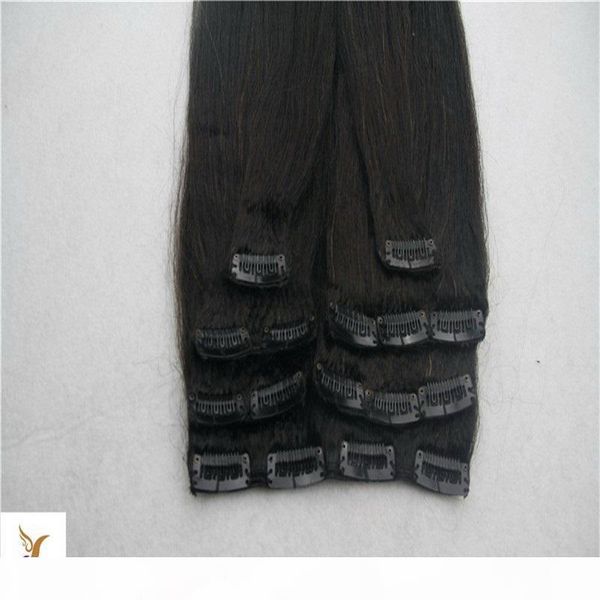 

mongolian unprocessed 7a straight hair weave remy hair clip in human hair extensions black color full head 7pcs set 100g