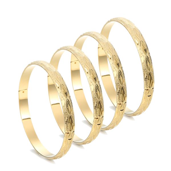 

ethiopian bangles fashion jewelry girls gold color cuff bracelet 4pcs openable charm bangle for women, White