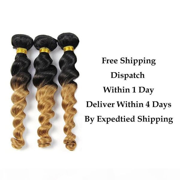 

ombre brazilian malaysian indian peruvian loose wave bundles 8a virgin human hair 3 bundles or with closure 1b 27 brown to blonde, Black;brown