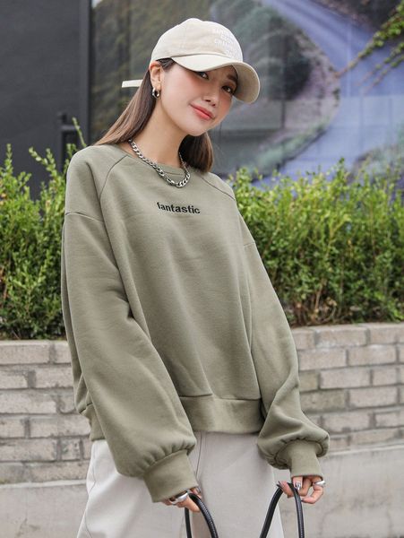 

dazy letter embroidery raglan sleeve sweatshirt y8u8#, White;black