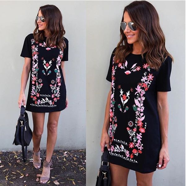 

fashionable new style short sleeve slim mini mini dress fashionable new style printed short sleeve slim miniskirt miniskirtmini t-shirt skir, Black;gray