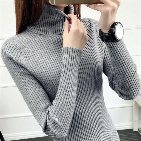 

womens sweaters 2020 winter new casual turtleneck sweater and pullover elastic jumper long sleeve knitted sweater pull femme 9211, White;black