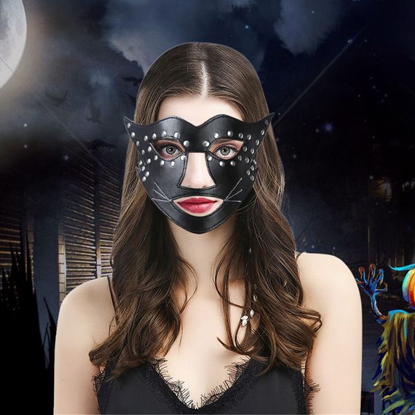 

newbunny decoration cat masks black masquerade bondage mask halloween party decor 2020