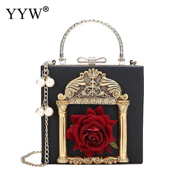 

fashion flower evening handbag women large capacity shoulder bag with chain floral hand bags female party crossbody bag clutch