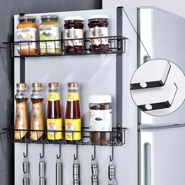 

hooks & rails storage rack shelf cupboard organizer kitchen home basket practical countercabinet space saving refrigerator hanging