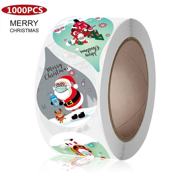

капельки, 6 стилей cute water merry christmas stickers 1000pcs сант-клаус с маской для лица этикетки для xmas отдыха party gift decor
