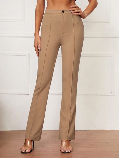 

tall high waist press crease pants v741#, Black;white