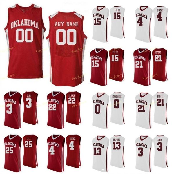 

oklahoma sooners college basketball 22 patrick geha 23 griffin 24 buddy hield jamal bieniemy 3 miles reynolds men women youth custom stitch, Black