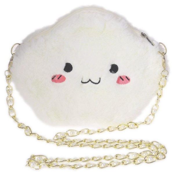 

women's cloud plush chain handbag shoulder bag purse -white