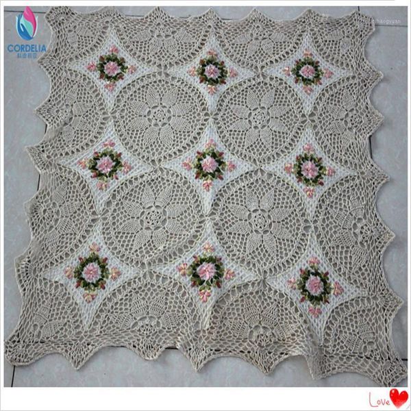 

2020 decorative beautifuly cotton crochet lace square embroidered tablecloth for square tables with floral cutwork as kitchen1
