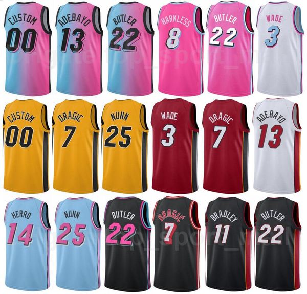 

screen printed basketball kelly olynyk jersey 9 kendrick nunn 25 duncan robinson 55 jimmy butler 22 dwyane wade 3 city earned edition, Black;red