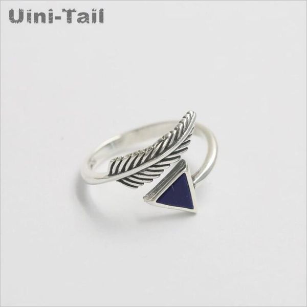 

cluster rings 925 sterling silver retro crystal triangle feather opening ring female korean fashion flow jewelry wholesale, Golden;silver