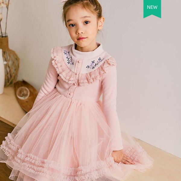

girls' winter 2020 new autumn and drs children lace long sve mh skirt pure cotton no down thickened 56, Red;yellow