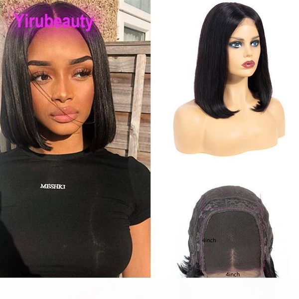 

malaysian human hair 4x4 lace front bob wig straight 10-16inch hair bob wig 4*4 straight virgin hair, Black;brown