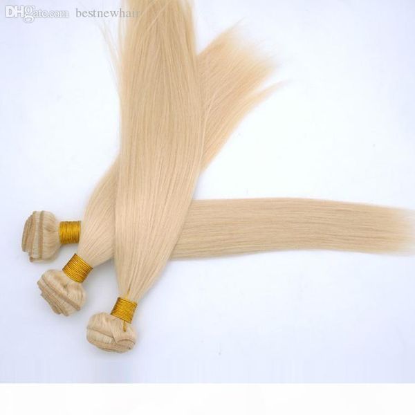 

lummy remy brazilian virgin straight hair weave silky soft straight hair weft 613 bleach blonde 100% real human hair weft, Black